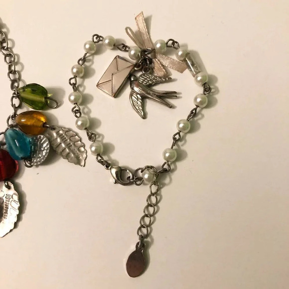 Lot of 2 Bracelets with Charms Leaves Birds Nature Style - Picture 2 of 16